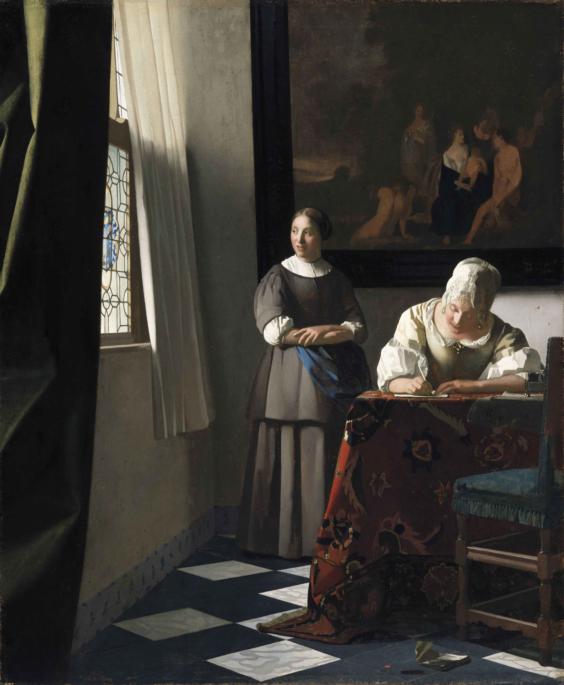 Johannes Vermeer, Woman writing a letter with her maid, 1670-71